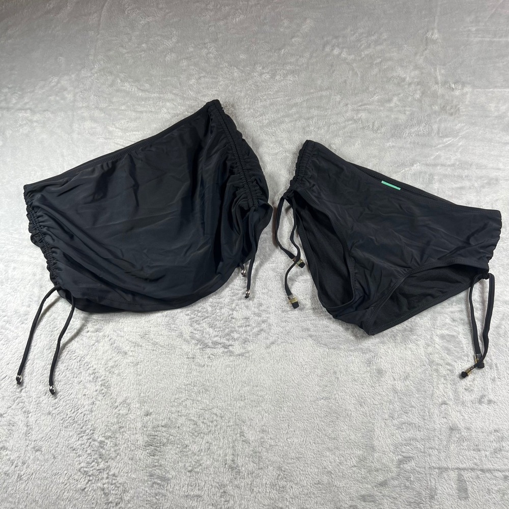 2 Pkg Collections by Catalina Womens Black Swim Skirt and Bikini Bottom M 8-10